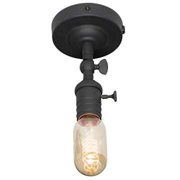 Mini Wall Sconces Lighting Fixture, XIDING Upgrade Black Finish Vintage Wall Lamp, Single Socket with Candlestick Molding Design, Industrial Rustic Retro Metal Wall Lights, with On/Off Switch 1-Light.