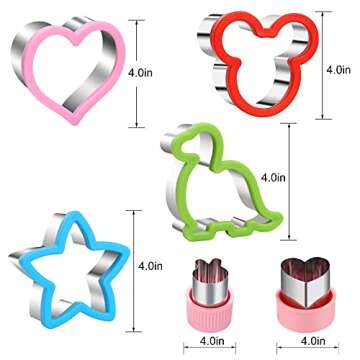 Sandwiches cookie Cutter set,Mouse & Dinosaur & Heart & Star Shapes Sandwich Cutters Cookie Cutters ...