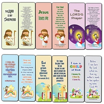 Christian Bookmarks Cards for Kids (12-Pack) - Scripture Bible Verses - Psalm 23 - Great Stocking St...
