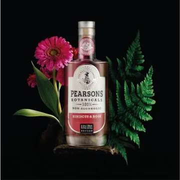 Pearsons Botanicals Hibiscus & Rose Non Alcoholic Gin, Award Winning Mellow and Fragrant Blend, Non Alcoholic Spirits - Halal, Low Sugar, and Gluten-Free, Part of the Spirits of Virtue Range (700ml)