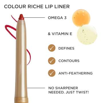 L’Oréal Paris Colour Riche Lip Liner Pencil, Creamy Lip Liner with Omega 3 and Vitamin E, 772 Lasting Plum (Deep Reddened Plum)
