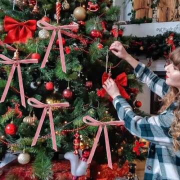 TONIFUL Pink Velvet Ribbon 3/8 Inch x 25yds, Vintage Velvet Ribbons, for Christmas Wreath Decoration Handmade Craft Ornaments Gift Wrapping & Bow Making, Valentine's Day Wedding Bouquet Packaging
