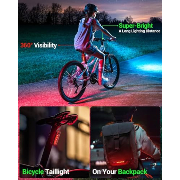Victoper Bike Light, High Lumens Super Bright Bicycle Light, 6+4 Modes USB Rechargeable Bike Headlight & Tail Light Set, Waterproof Safety Bike Front & Rear Light for Road, Mountain, Night Riding