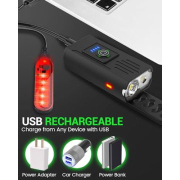 Victoper Bike Light, High Lumens Super Bright Bicycle Light, 6+4 Modes USB Rechargeable Bike Headlight & Tail Light Set, Waterproof Safety Bike Front & Rear Light for Road, Mountain, Night Riding