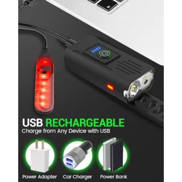 Victoper Bike Light, High Lumens Super Bright Bicycle Light, 6+4 Modes USB Rechargeable Bike Headlight & Tail Light Set, Waterproof Safety Bike Front & Rear Light for Road, Mountain, Night Riding