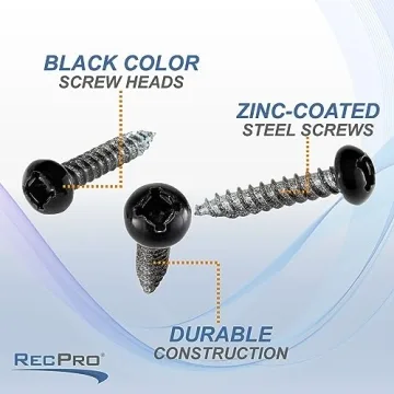 Reliable RecPro 8x1 Pan Head Metal RV Screws in Polar Black