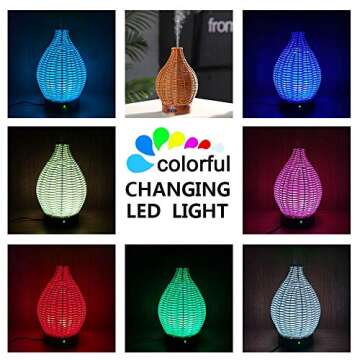 Essential Oil Diffuser, Ultrasonic Diffuser 100ml Cool Mist Humidifier with Waterless Auto Shut Off, 15 Lighting Modes Aromatherapy Diffuser for Large Room,Office Brown_01