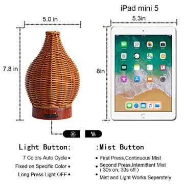 Essential Oil Diffuser, Ultrasonic Diffuser 100ml Cool Mist Humidifier with Waterless Auto Shut Off, 15 Lighting Modes Aromatherapy Diffuser for Large Room,Office Brown_01