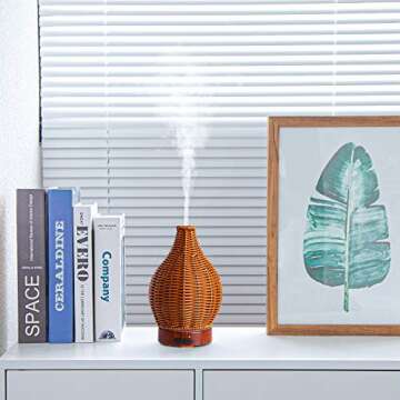 Essential Oil Diffuser, Ultrasonic Diffuser 100ml Cool Mist Humidifier with Waterless Auto Shut Off, 15 Lighting Modes Aromatherapy Diffuser for Large Room,Office Brown_01