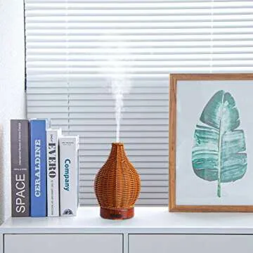 Essential Oil Diffuser, Ultrasonic Diffuser 100ml Cool Mist Humidifier with Waterless Auto Shut Off, 15 Lighting Modes Aromatherapy Diffuser for Large Room,Office Brown_01