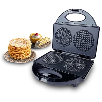 FineMade Pizzelle Maker with Non-Stick Coating, Electric Pizzelle Cookie Baker Press with Snowflake ...