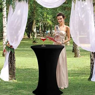 HolidayIdeas Cocktail Table Covers, 2 Pack - Fitted Stretch Spandex Square Corners Cocktail Tableclo...