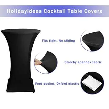 Versatile HolidayIdeas Cocktail Table Covers - 2 Pack