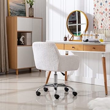 Chic KCC Faux Fur Swivel Desk Chair for Teens and Women