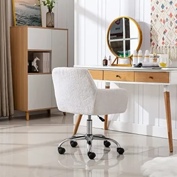 Chic KCC Faux Fur Swivel Desk Chair for Teens and Women