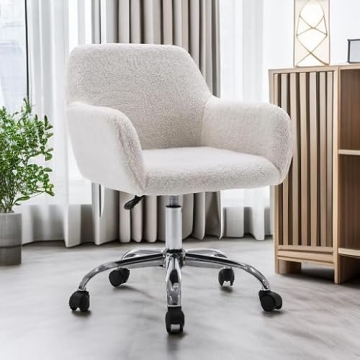 Chic KCC Faux Fur Swivel Desk Chair for Teens and Women