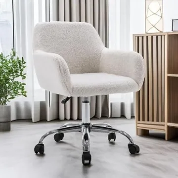 Chic KCC Faux Fur Swivel Desk Chair for Teens and Women