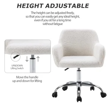 Chic KCC Faux Fur Swivel Desk Chair for Teens and Women