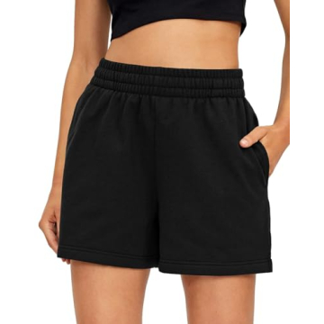 AUTOMET Womens Sweat Shorts Casual Summer Drawstring Comfy Elastic High Waist Running Clothes with P...