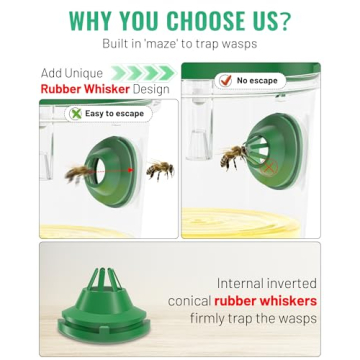 2 Pack Wasp Traps Outdoor Hanging, Solar Powered Carpenter Bee Traps with LED Light