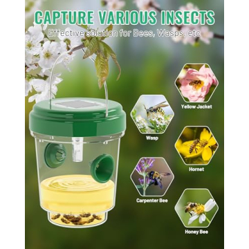 Solar-Powered 2 Pack Wasp Traps for Outdoor Pest Control