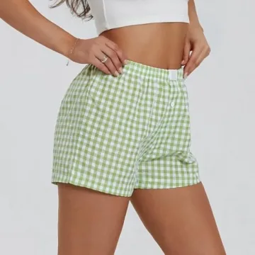 Women Y2K Plaid Shorts Perfect for Casual and Lounge Wear
