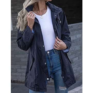 Kikibell Rain Poncho for Women Outwear Quick Dry Jacket Travel Packable Active Sportswear Jacket Dar...