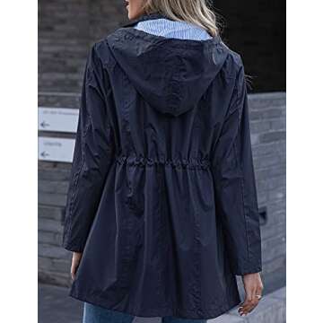 Kikibell Rain Poncho for Women Outwear Quick Dry Jacket Travel Packable Active Sportswear Jacket Dark Navy Blue L