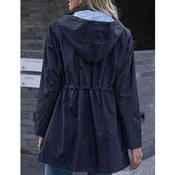 Kikibell Rain Poncho for Women Outwear Quick Dry Jacket Travel Packable Active Sportswear Jacket Dark Navy Blue L