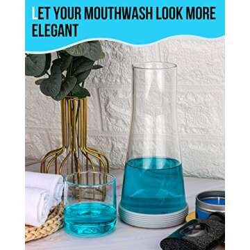 Bedside Night Water Carafe Set with Tumbler Glass, Clear Nightstand Carafe with Silicone Coaster for Bedroom and Guest Room, Glass Mouthwash Decanter for Bathroom (22 OZ)