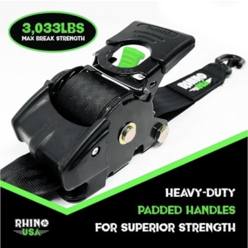 Rhino USA Heavy-Duty Ratchet Straps - 3,033lb Strength