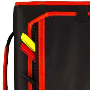 Five Star Zipper Binder, 2 Inch 3-Ring Binder for School, Expansion Panel, 580 Sheet Capacity, Red/Black (29052CE8)