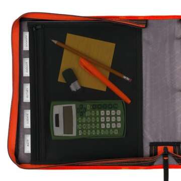 Five Star Zipper Binder, 2 Inch 3-Ring Binder for School, Expansion Panel, 580 Sheet Capacity, Red/Black (29052CE8)