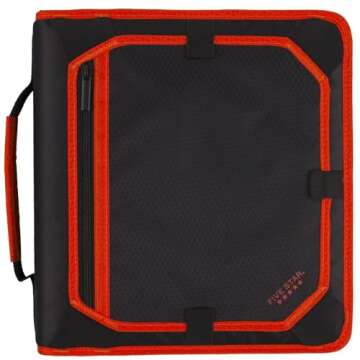 Five Star Zipper Binder, 2 Inch 3-Ring Binder for School, Expansion Panel, 580 Sheet Capacity, Red/Black (29052CE8)