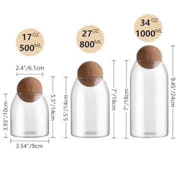 Elegant ANSQU Glass Storage Jars with Cork Lids