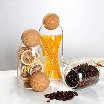 Elegant ANSQU Glass Storage Jars with Cork Lids