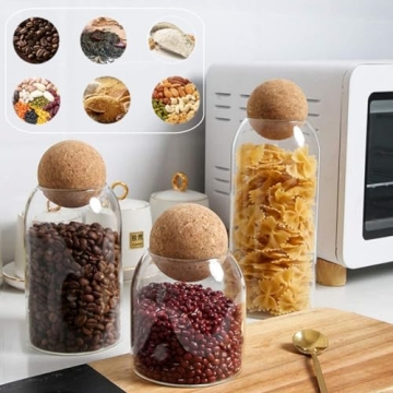 Elegant ANSQU Glass Storage Jars with Cork Lids