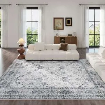 Rugcomf Area Rugs 8x10 Rug for Living Room Washable Boho Area Rug Non Slip Soft Vintage Low Pile Lar...