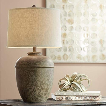 John Timberland Otero Rustic Table Lamp Gray Cream Shade