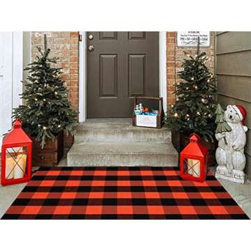 Fall Outdoor Plaid Rug - Perfect for Seasonal Home Decor