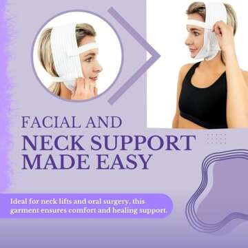 ContourMD Post Surgery Neck & Chin Compression Wrap – Facelift Compression Garment, TMJ Relief, Chin Lifting Mask, Chin Strap, Neck Strap, Face Wrap for Recovery, Post Surgical Head Wrap