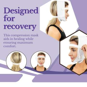 ContourMD Post Surgery Neck & Chin Compression Wrap – Facelift Compression Garment, TMJ Relief, Chin Lifting Mask, Chin Strap, Neck Strap, Face Wrap for Recovery, Post Surgical Head Wrap