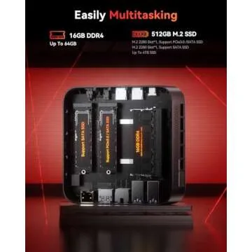 KAMRUI Mini Gaming PC with Ryzen 5, 16GB RAM, 512GB SSD