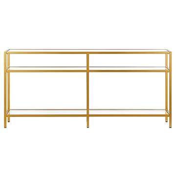 Henn&Hart 64" Wide Rectangular Console Table in Brass, Entryway Table, Accent Table for Living Room, Hallway