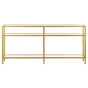 Henn&Hart 64" Wide Rectangular Console Table in Brass, Entryway Table, Accent Table for Living Room, Hallway