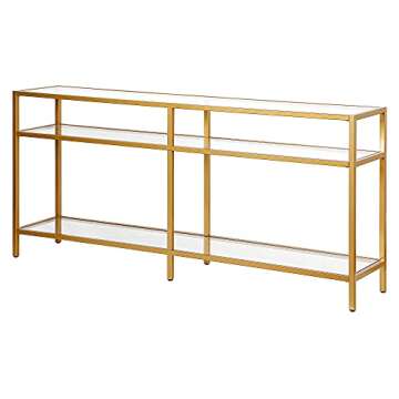 Henn&Hart 64" Wide Rectangular Console Table in Brass, Entryway Table, Accent Table for Living Room, Hallway