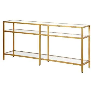 Henn&Hart 64" Wide Rectangular Console Table in Brass, Entryway Table, Accent Table for Living Room, Hallway
