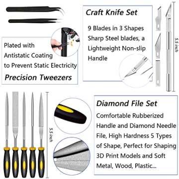 ELITECTK Resin 3D Printing Tool Kit Removal Tool Includes Silicone Pad, Tweezers, Files Set, Scraper...