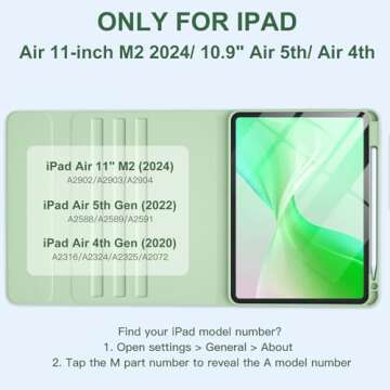 Harvopu Compatible for iPad Air 11-inch M2/ 10.9 Inch Air 5th 4th Generation Case with Keyboard - Ba...