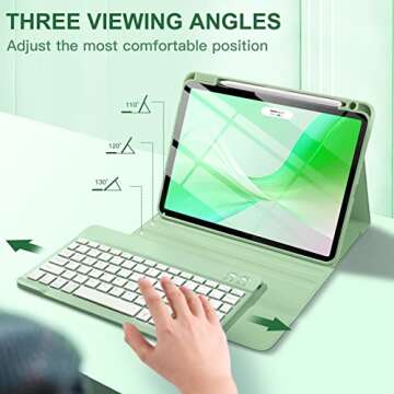 Harvopu Compatible for iPad Air 11-inch M2/ 10.9 Inch Air 5th 4th Generation Case with Keyboard - Backlit Detachable, Folio Cover with Pencil Holder for iPad Air 11 2024/ Air 5/ Air 4 (Green)